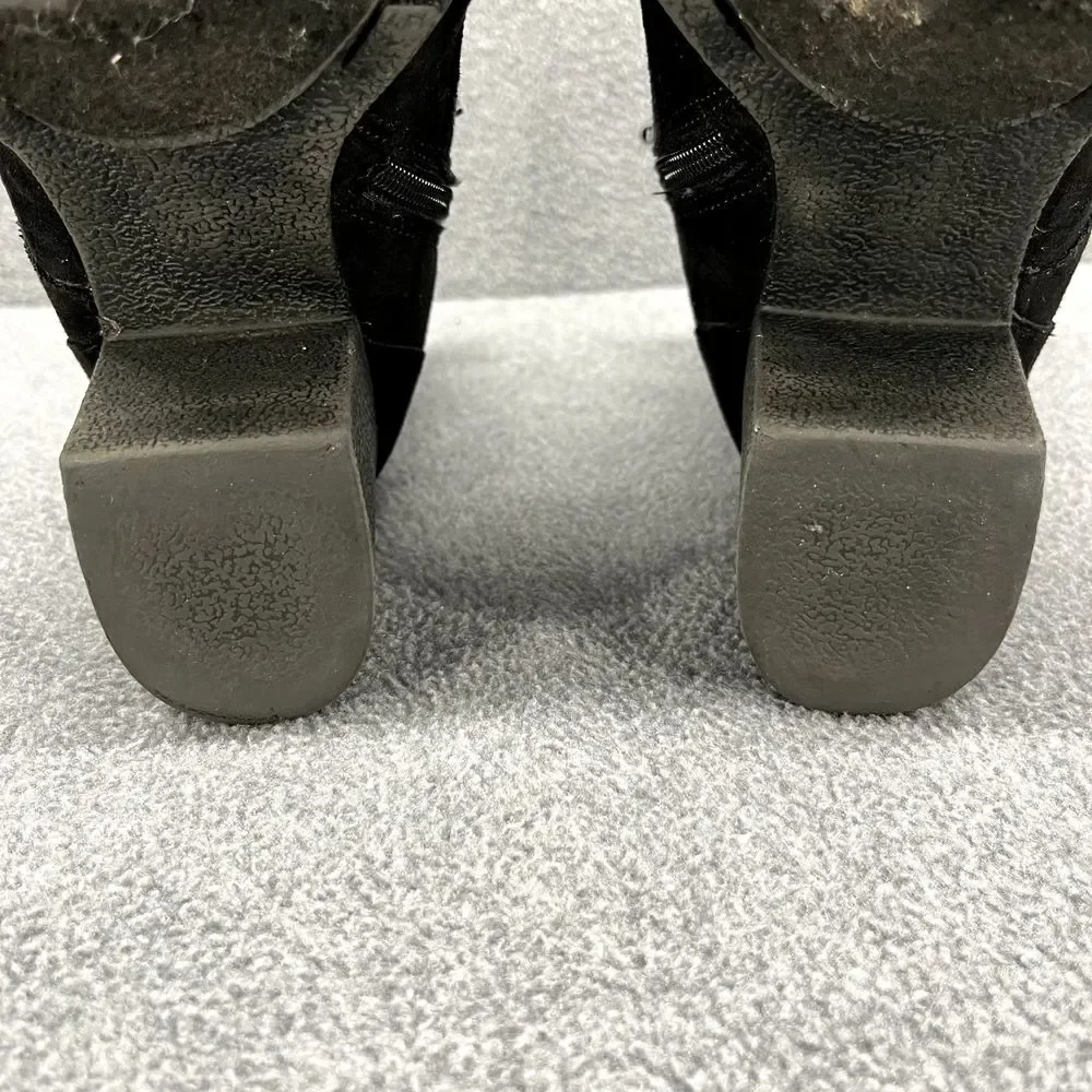 Sugar Boots Women 6 M Black Lacy Suede Heeled Zipper Lace‎ Up